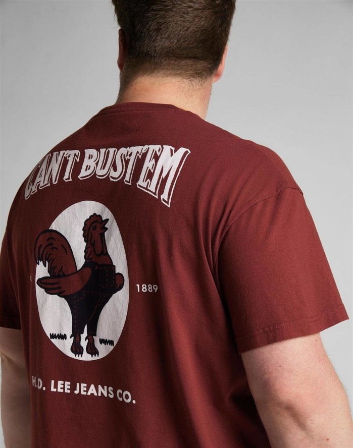 LEE SS CANT BUSTEM TEE MĘSKI T-SHIRT KOSZULKA NADRUK FIRED BRICK L60YFETM 112140374