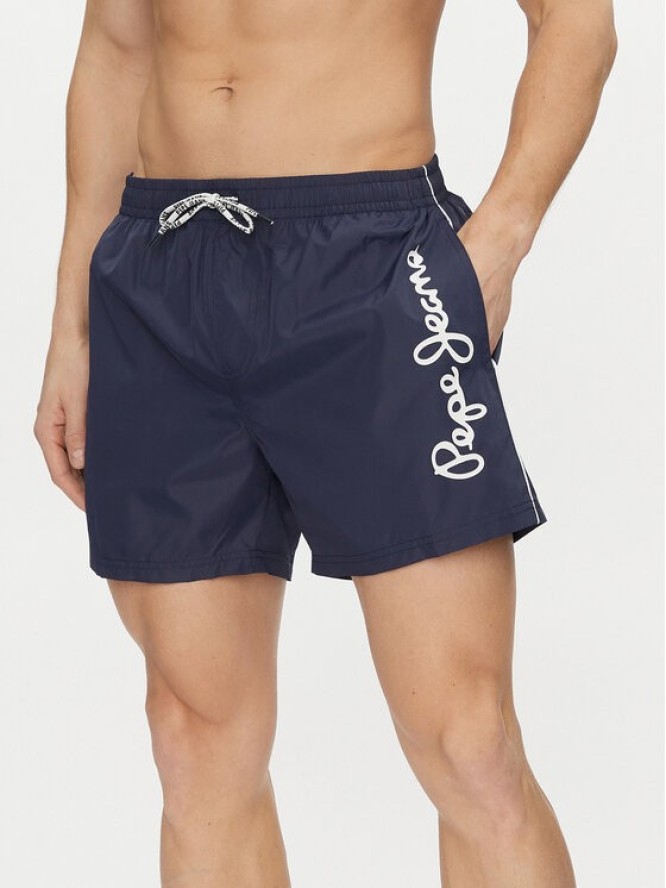 Pepe Jeans Szorty kąpielowe Logo Swimshort PMB10393 Granatowy Regular Fit