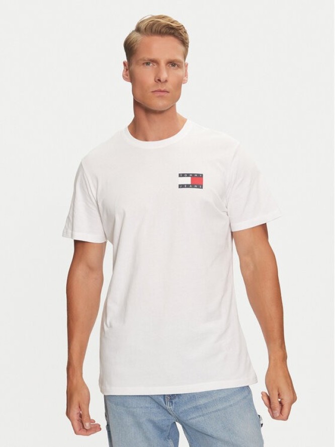 Tommy Jeans T-Shirt Essential Flag DM0DM20740 Biały Slim Fit