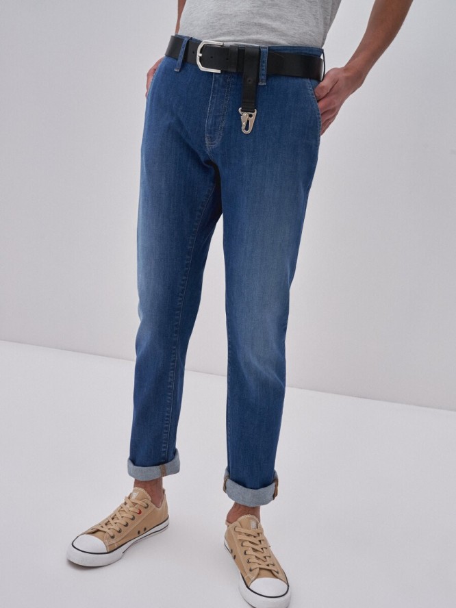 Spodnie chinosy męskie jeansowe niebieskie Logan 482