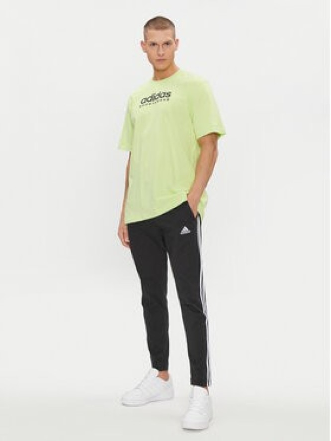 adidas Spodnie dresowe Essentials Single Jersey Tapered Open Hem 3-Stripes Joggers IC0044 Czarny Regular Fit