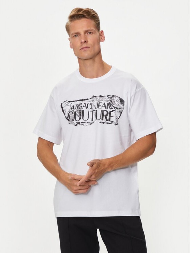 Versace Jeans Couture T-Shirt 76GAHE03 Biały Regular Fit