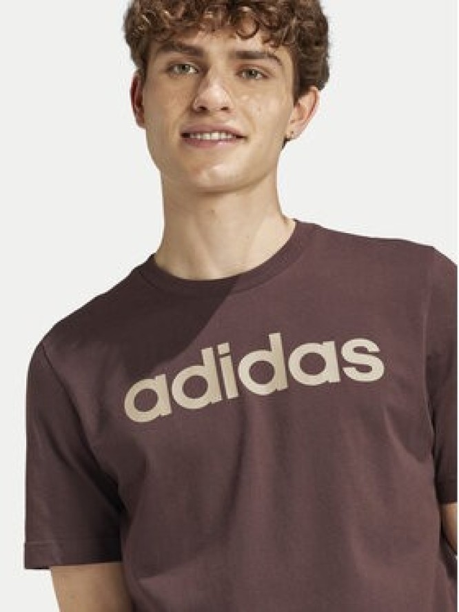 adidas T-Shirt Essentials Linear Logo IZ4768 Brązowy Regular Fit