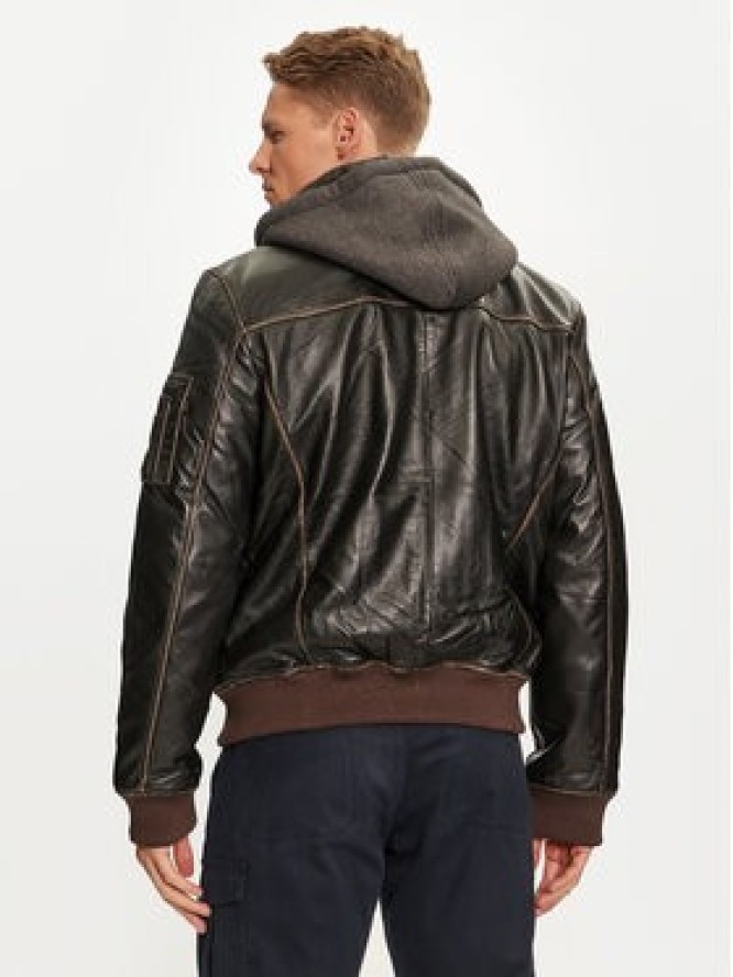 Alpha Industries Kurtka skórzana 193129 Brązowy Regular Fit