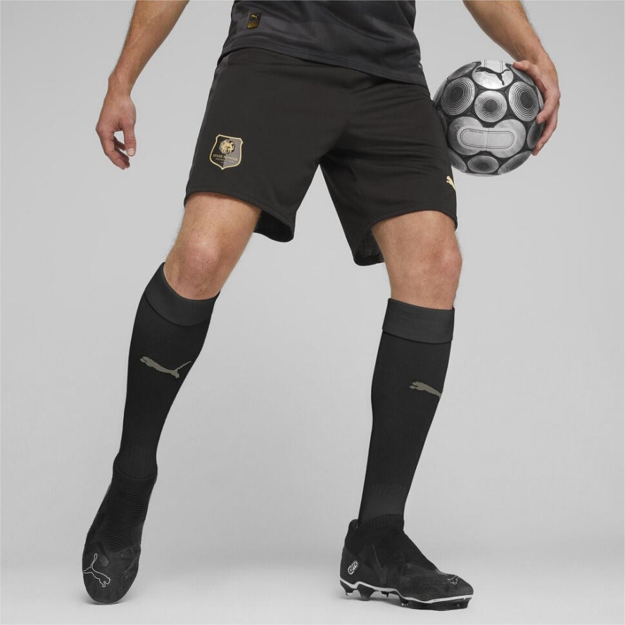 Szorty piłkarskie Stade Rennais F.C. PUMA Black Matte Gold Beige