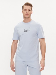 Calvin Klein T-Shirt Line Logo K10K112489 Niebieski Regular Fit