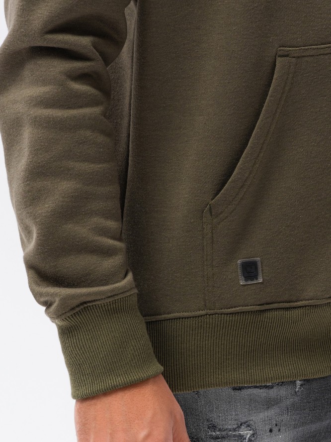 Bluza męska z kapturem BASIC - oliwkowa V13 OM-SSBN-0120 - XXL