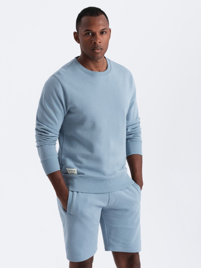 Dresowy komplet męski bluza + szorty – błękitny V7 Z77 - XXL