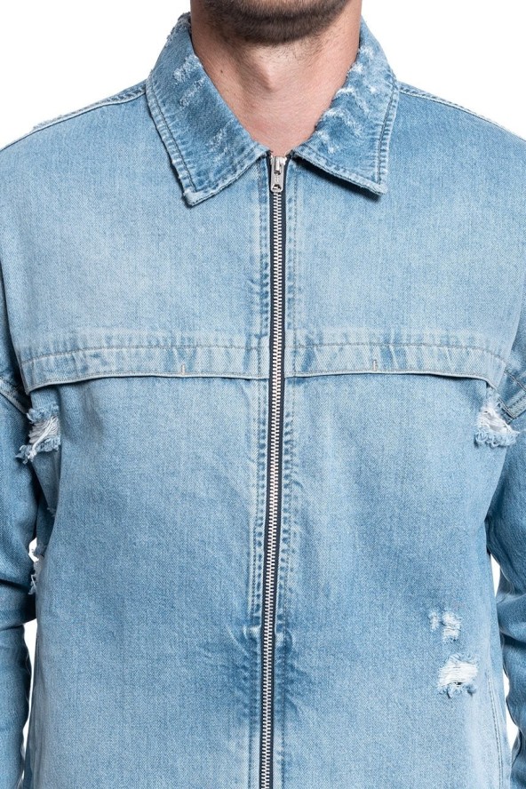 MĘSKA KURTKA JEANSOWA JACK & JONES JJICOACH JACKET OVERSIZE BLUE DENIM 12144846