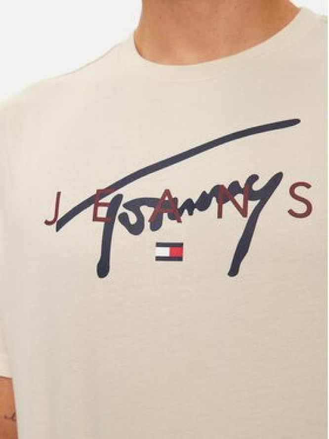 Tommy Jeans T-Shirt Signature Twist DM0DM19683 Beżowy Regular Fit