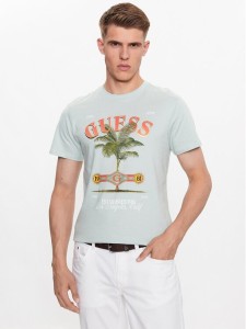 Guess T-Shirt M3YI61 K9RM1 Zielony Slim Fit