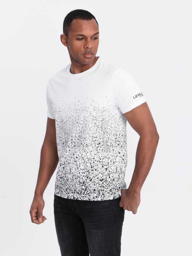 T-shirt męski bawełniany z gradientowym nadrukiem - biały V1 OM-TSPT-22SS-001 - XXL