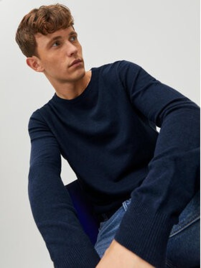 Jack&Jones Sweter Emil 12208364 Granatowy Regular Fit