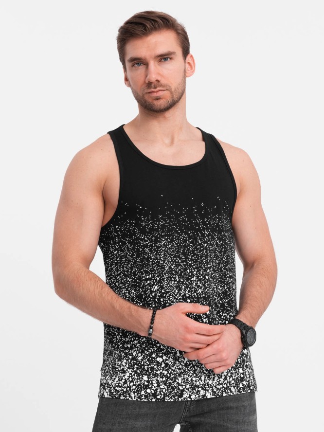 Męski tank top bawełniany z gradientowym nadrukiem - czarny V2 OM-TSTT-22SS-001 - XXL