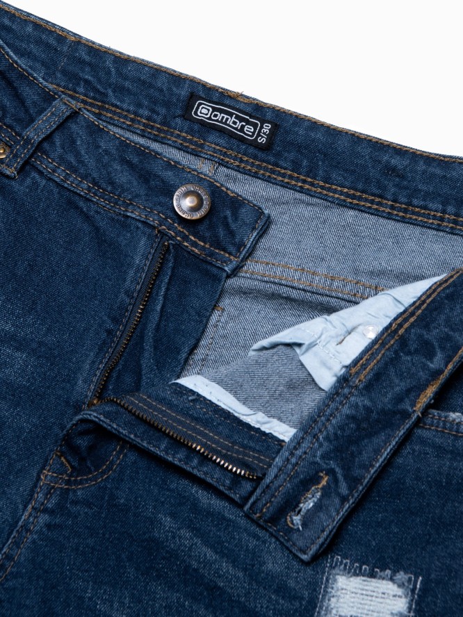 Spodnie męskie jeansowe SKINNY FIT - niebieskie P1060 - XXL