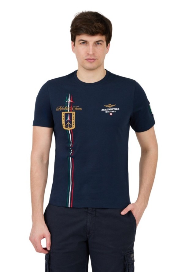 AERONAUTICA MILITARE Granatowy t-shirt Frecce Tricolori Short Sleeve