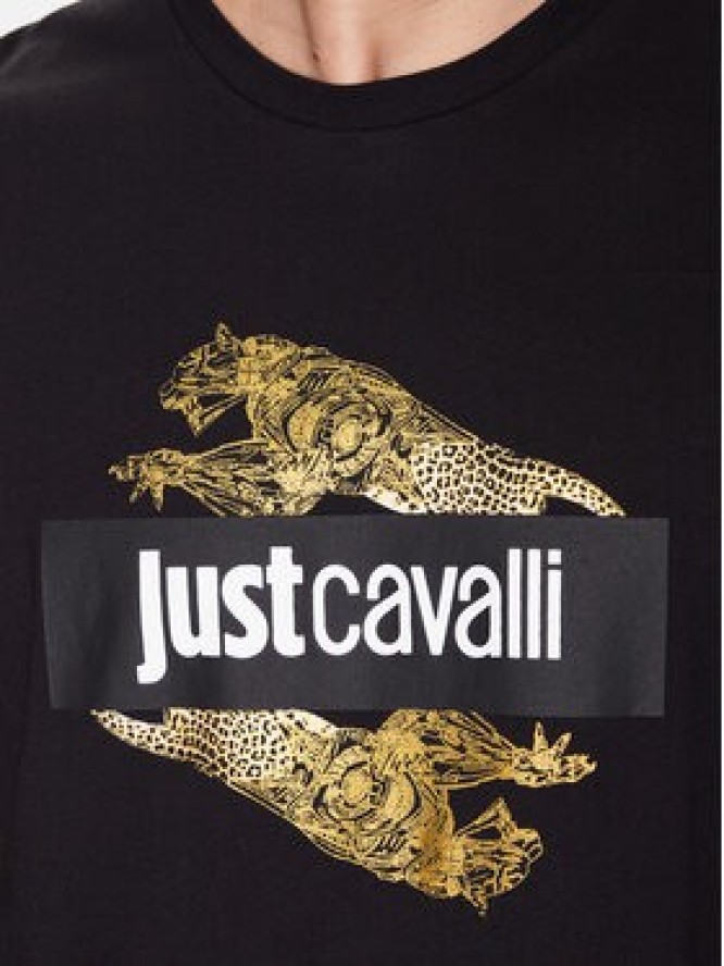 Just Cavalli T-Shirt 74OBHF07 Czarny Regular Fit