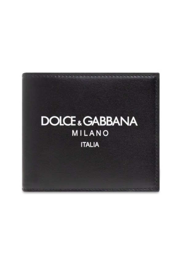 DOLCE & GABBANA Czarny męski portfel skórzany