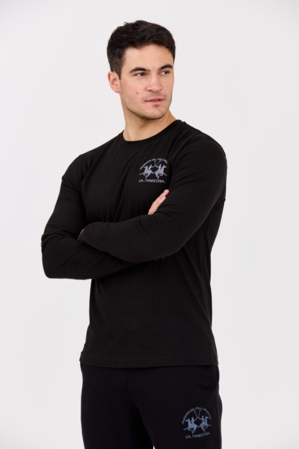 LA MARTINA Czarny longsleeve męski JERSEY