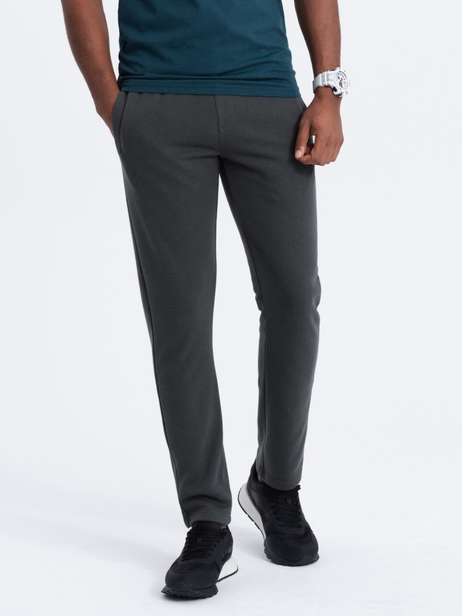 Spodnie męskie dresowe z prostą nogawką - grafitowe V10 OM-PABS-0155 - XXL