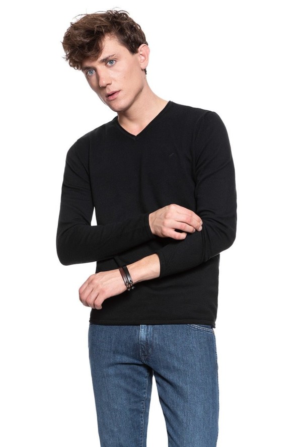 MĘSKI SWETER MUSTANG Emil V Rolledge CAVIAR 1008639 4132