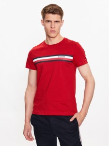 Tommy Hilfiger T-Shirt Monotype Chest Stripe MW0MW32119 Czerwony Slim Fit