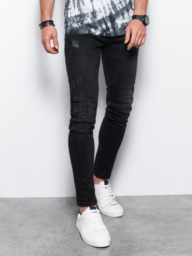 Spodnie męskie jeansowe SKINNY FIT - czarne P1060 - XXL