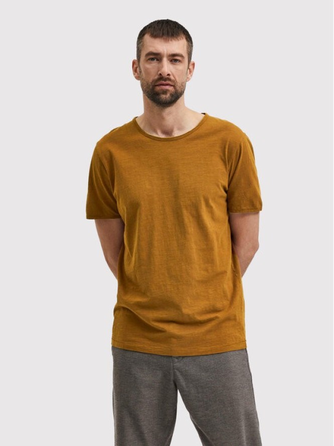 Selected Homme T-Shirt Morgan 16071775 Brązowy Regular Fit