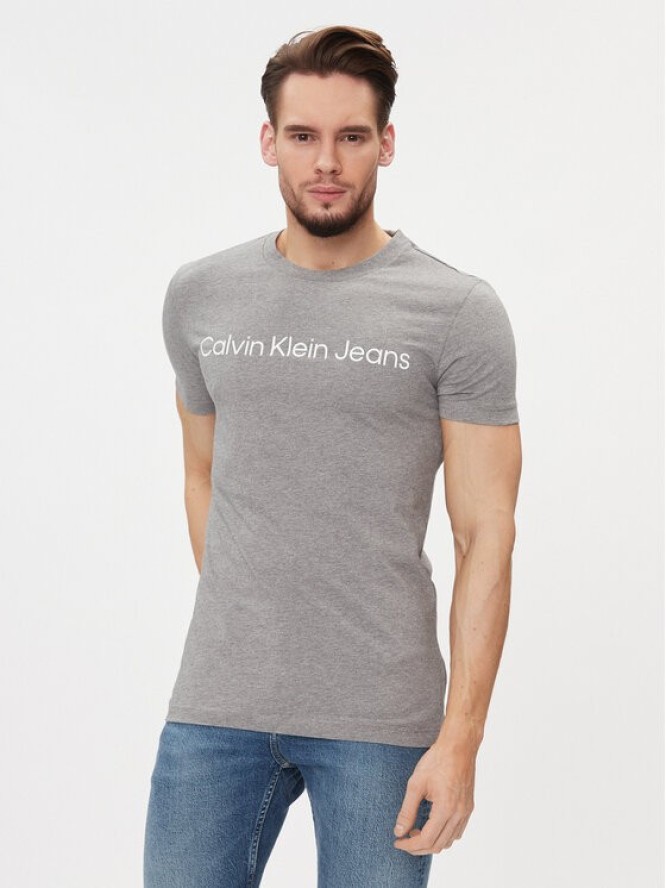 Calvin Klein Jeans T-Shirt J30J322552 Szary Slim Fit