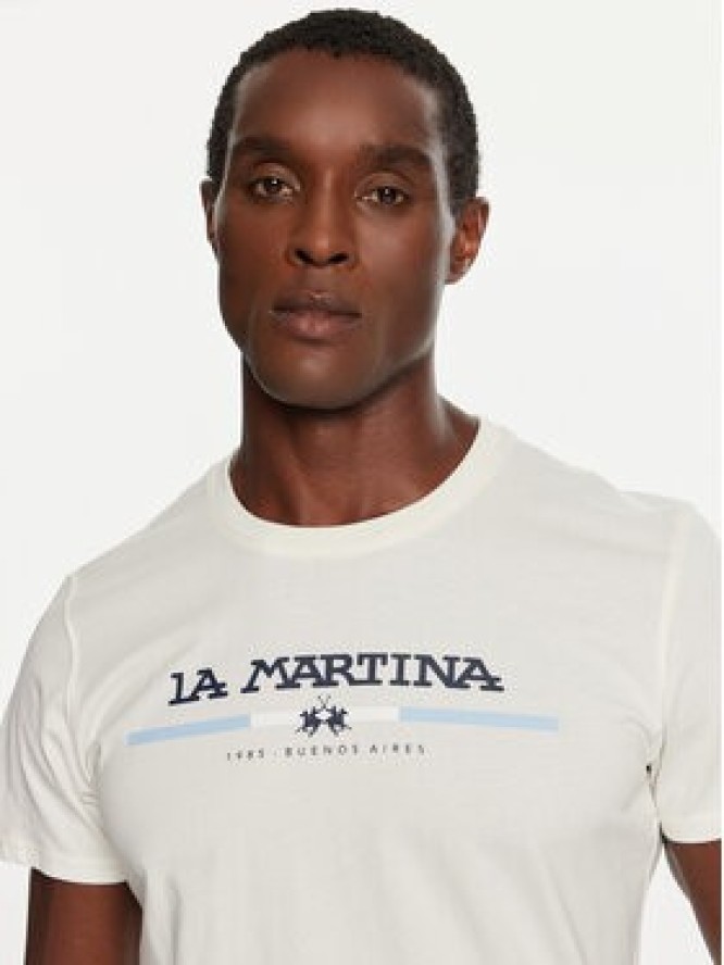 La Martina T-Shirt ZMR009 JS206 Biały Regular Fit