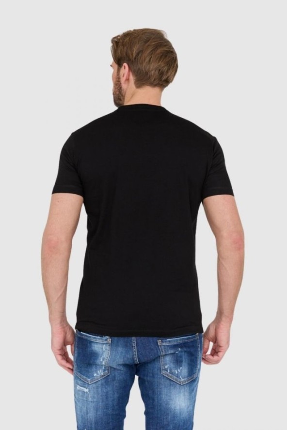 DSQUARED2 Czarny t-shirt męski z neonowym logo icon