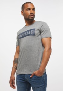 MUSTANG STYLE ALEX C LOGO TEE MĘSKI T-SHIRT KOSZULKA NADRUK MID GREY MELANGE 1013223 4140