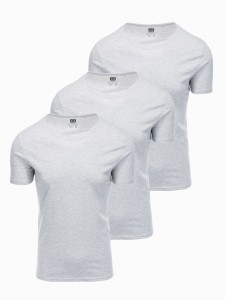 Zestaw koszulek bawełnianych BASIC 3-pak - szary melanż V16 Z30 - XXL