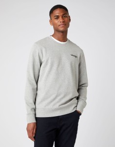 WRANGLER POSITIVE VIBES SWEAT MĘSKA BLUZA KLASYCZNA NADRUK MID GREY MEL W6F6H1X37