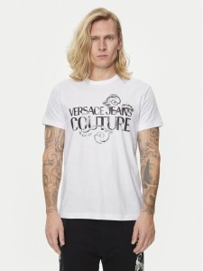 Versace Jeans Couture T-Shirt 76GAHG00 Biały Regular Fit