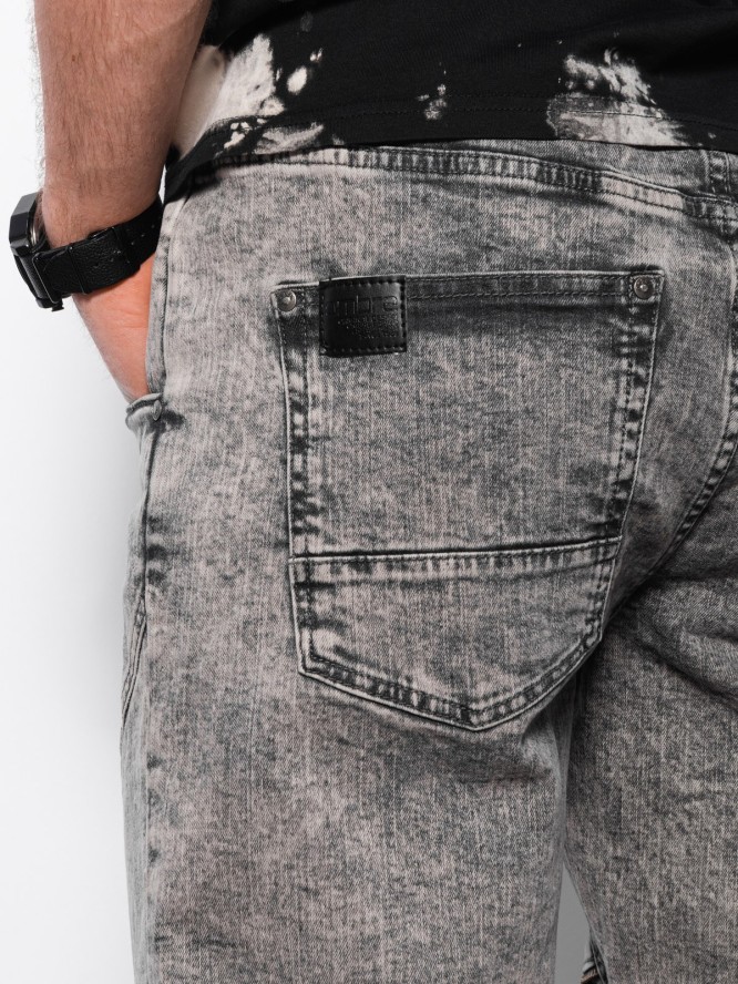 Spodnie męskie marmurkowe JOGGERY z ozdobnymi przeszyciami - szare V4 OM-PADJ-0111 - XL