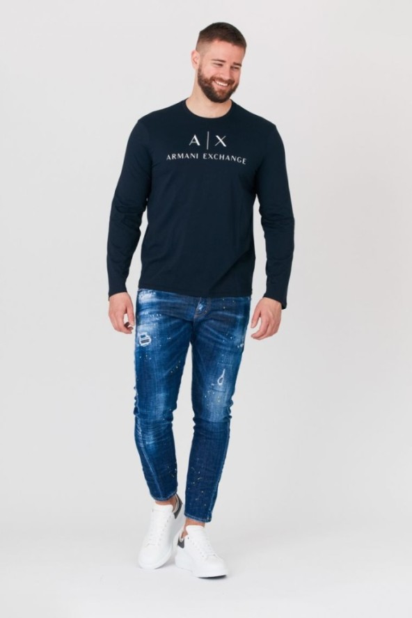 ARMANI EXCHANGE Granatowy longsleeve męski z logo