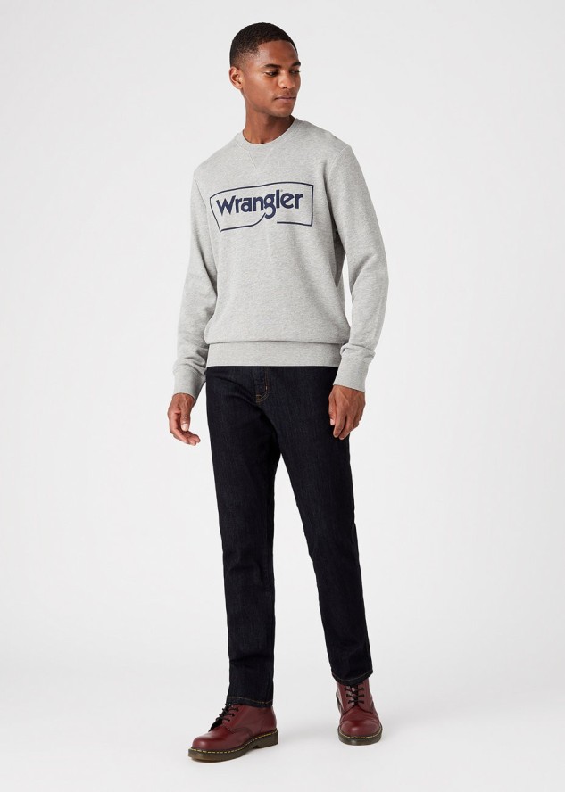 WRANGLER FRAME LOGO SWS MĘSKA BLUZA KLASYCZNA MID GREY MEL W6H1HAX37