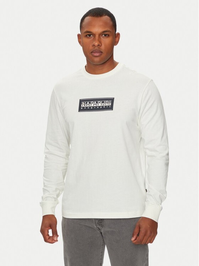 Napapijri Longsleeve S-Box Logo NP0A4I3M Écru Regular Fit