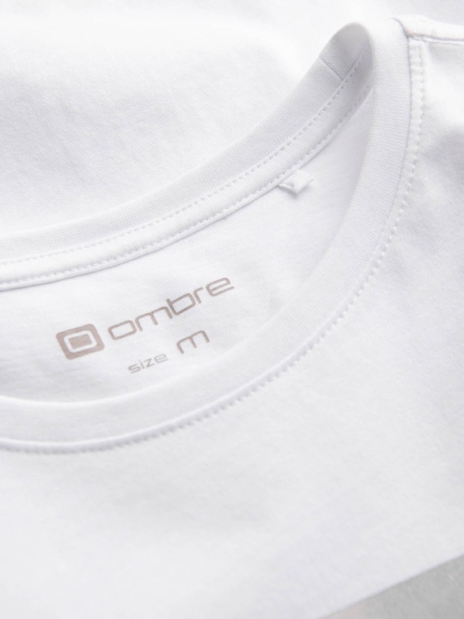T-shirt męski bawełniany z nadrukiem - biały V2 S1751 - XL