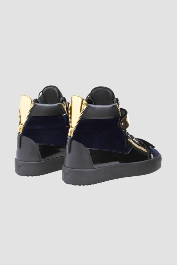 GIUSEPPE ZANOTTI Granatowe wysokie sneakersy