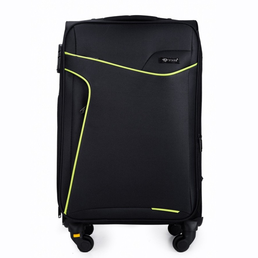 Średnia walizka miękka M Solier STL1651 czarno-zielona