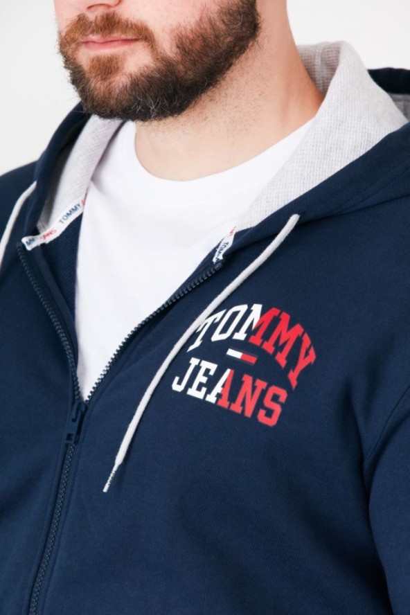 TOMMY JEANS Granatowa bluza męska na zamek z dużym logo