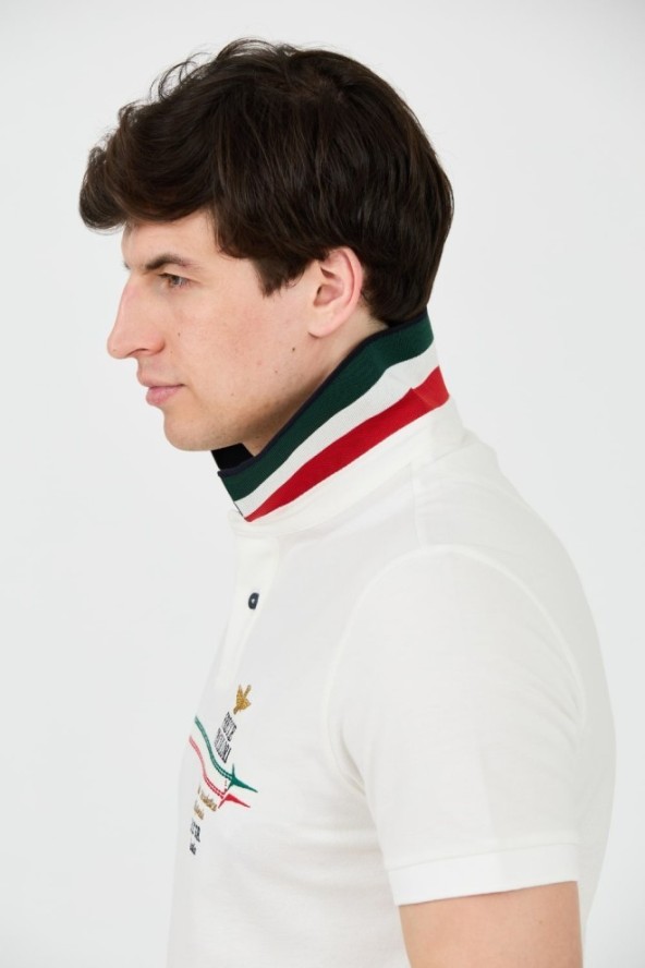 AERONAUTICA MILITARE Białe polo Frecce Tricolori Embroidered