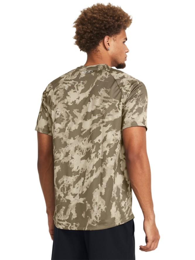 Koszulka treningowa męska Under Armour UA Tech Abc Camo Ss - brązowa