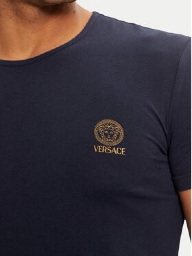 Versace T-Shirt AUU01005 1A1001 Granatowy Regular Fit