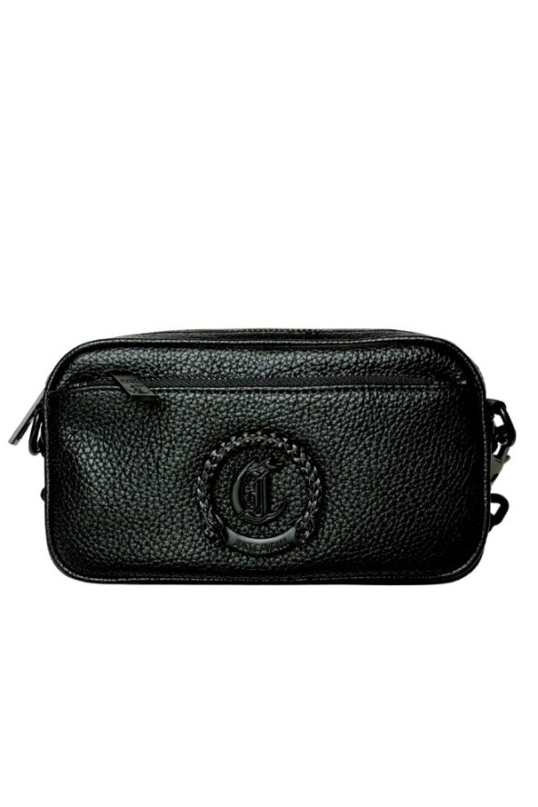 JUST CAVALLI Czarna saszetka JC Logo Metal Circle - Style 2