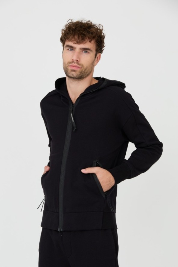 C.P. COMPANY Czarna bluza Hooded Open