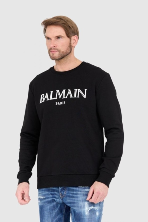 BALMAIN Czarna bluza męska z dużym logo