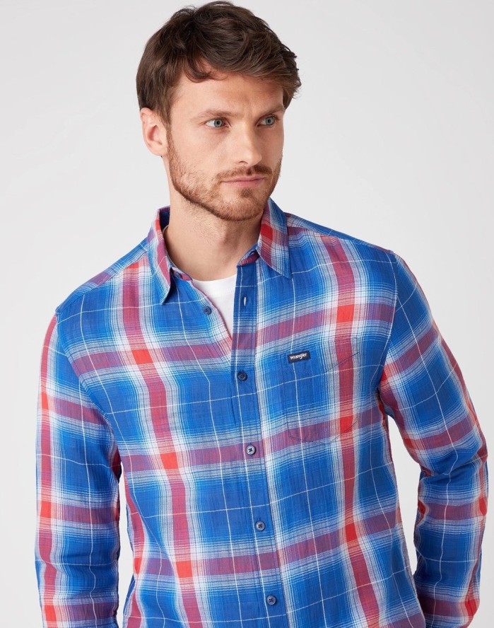 KOSZULA MĘSKA WRANGLER LS 1PKT SHIRT LIMOGES BLUE W5A16BX50 112129967